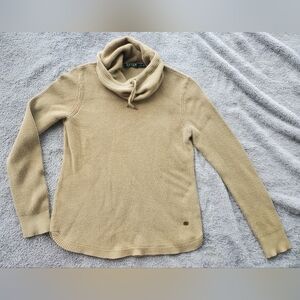 Womens m lauren ralph lauren brown beige sweater Cowl neck logo pullover